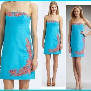Lilly Pulitzer | Blue and Pink Bowen Mini Dress Coral | Size 00